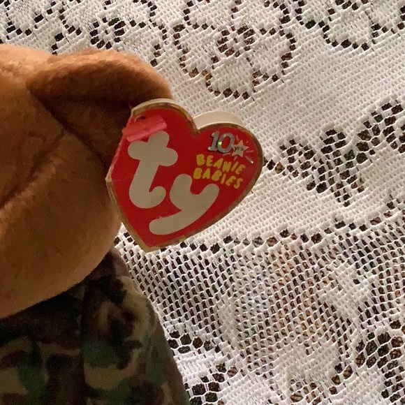 TY Beanie Hero bear camouflage w/ patch bd 3/12/2003 hang tag still on. - Picture 5 of 10
